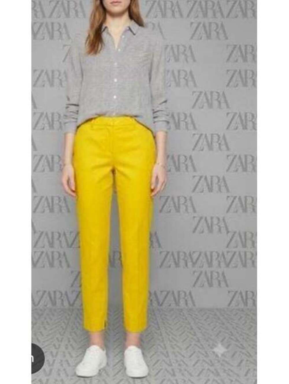Zara Women's Yellow ankle cropped Pants